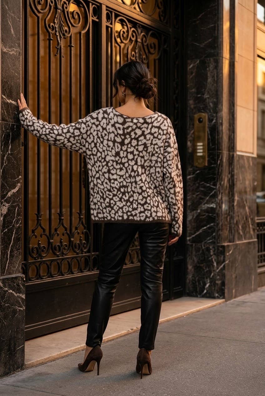SOKY & SOKA LEOPARD SWEATER Neule