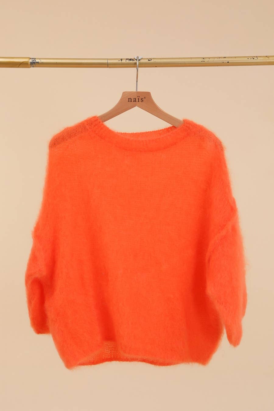 SHORT SLEEVE ROUND NECK SWEATER IN 80% KID MOHAIR: Lilas / One size