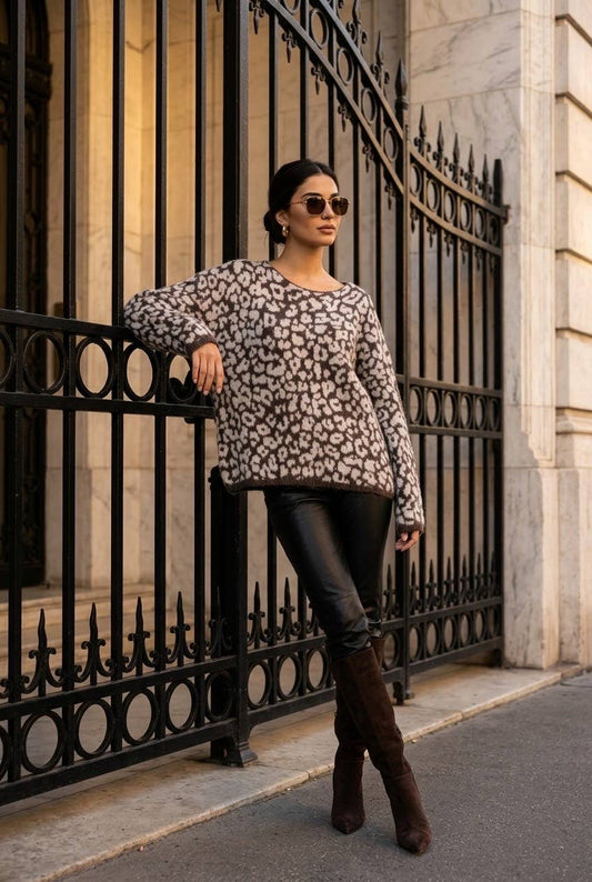 SOKY & SOKA LEOPARD SWEATER Neule