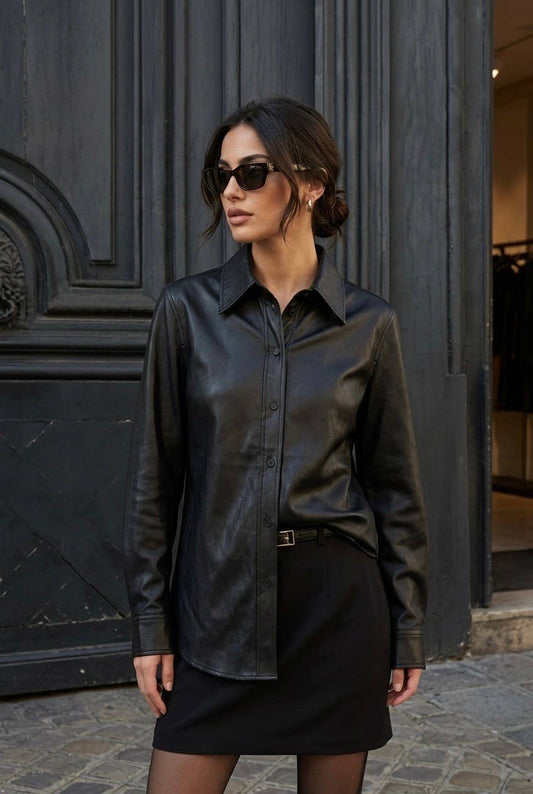 SOKY & SOKA FAUX LEATHER SHIRT Paita