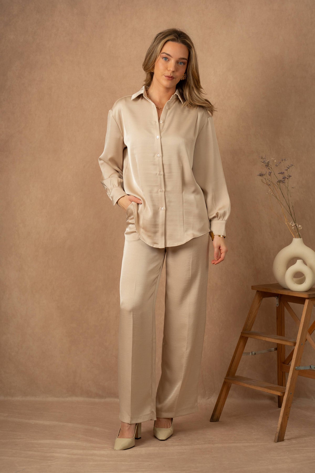 LULUMARY LONG SATIN SHIRT Paita