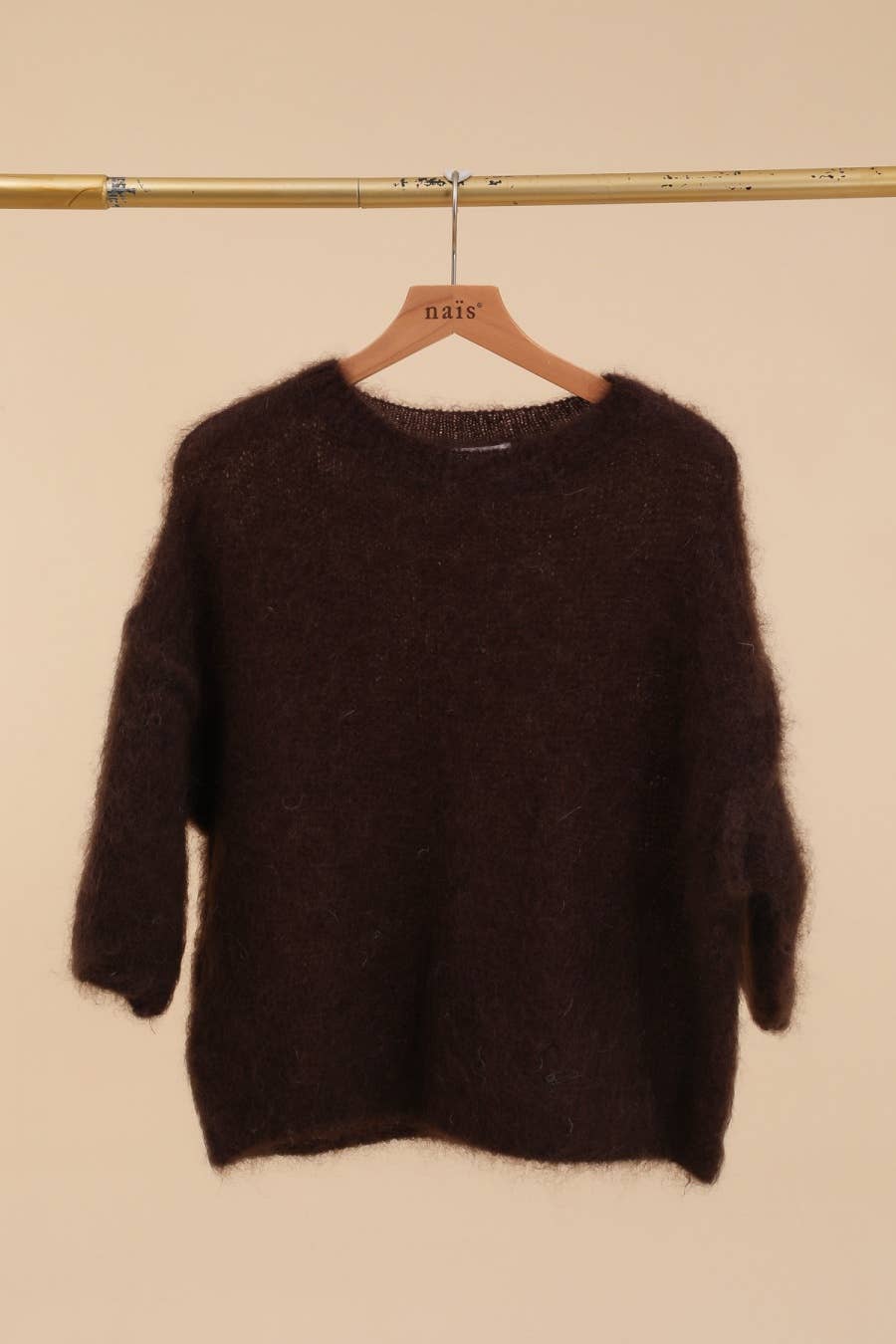 SHORT SLEEVE ROUND NECK SWEATER IN 80% KID MOHAIR: Lilas / One size