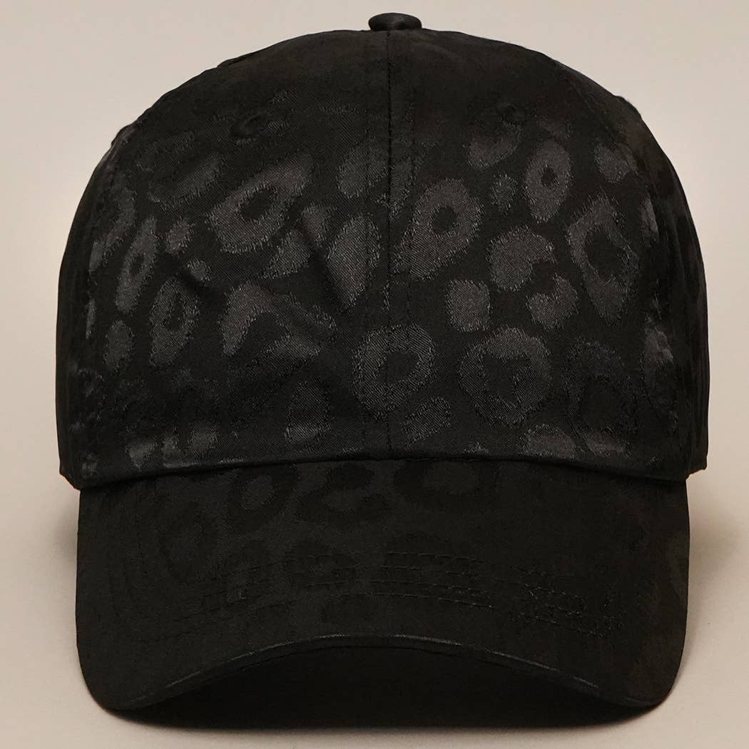 Tonal Leopard Printed Snapback Baseball Cap: TAUPE / One Size