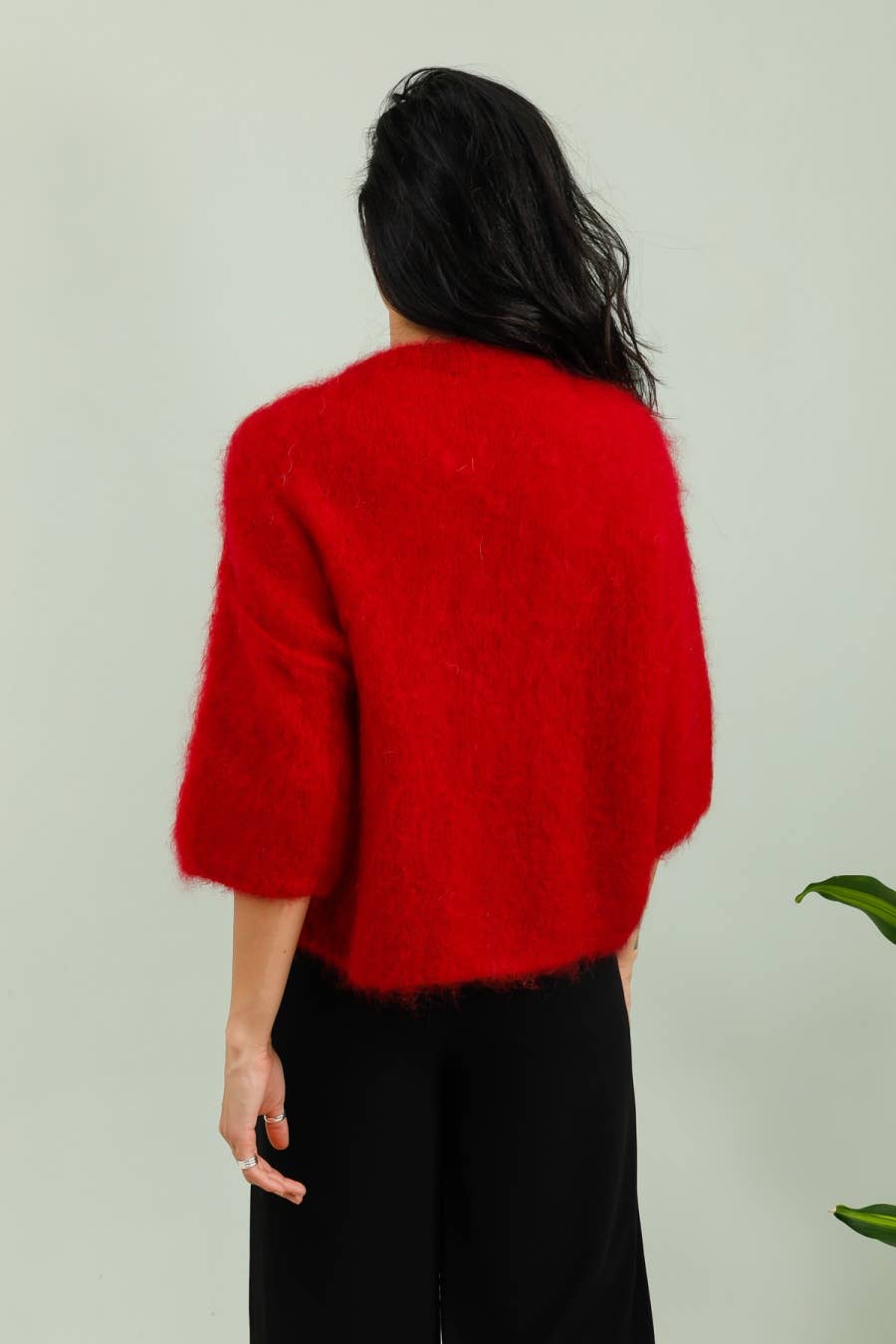 SHORT SLEEVE ROUND NECK SWEATER IN 80% KID MOHAIR: Lilas / One size