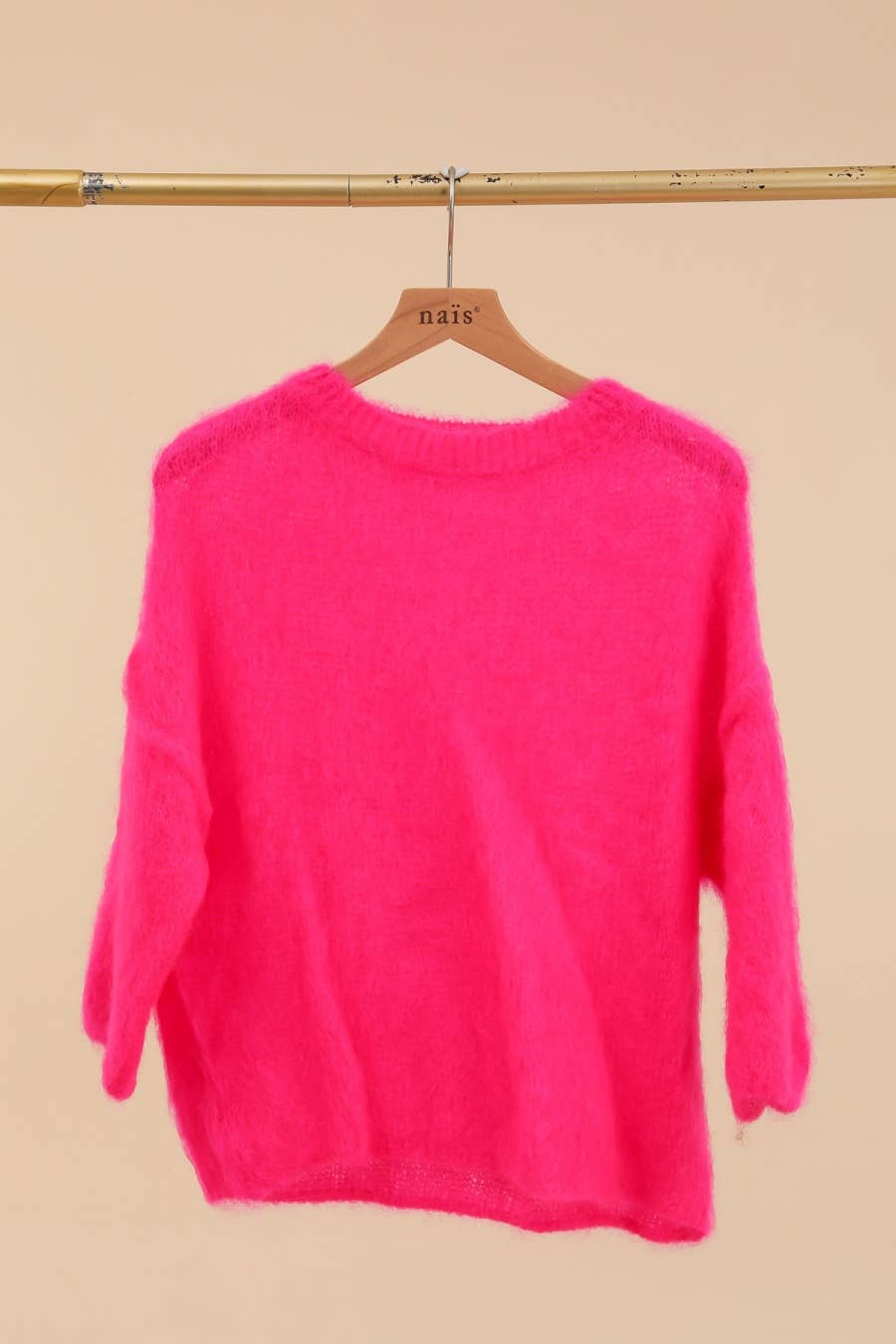 SHORT SLEEVE ROUND NECK SWEATER IN 80% KID MOHAIR: Lilas / One size