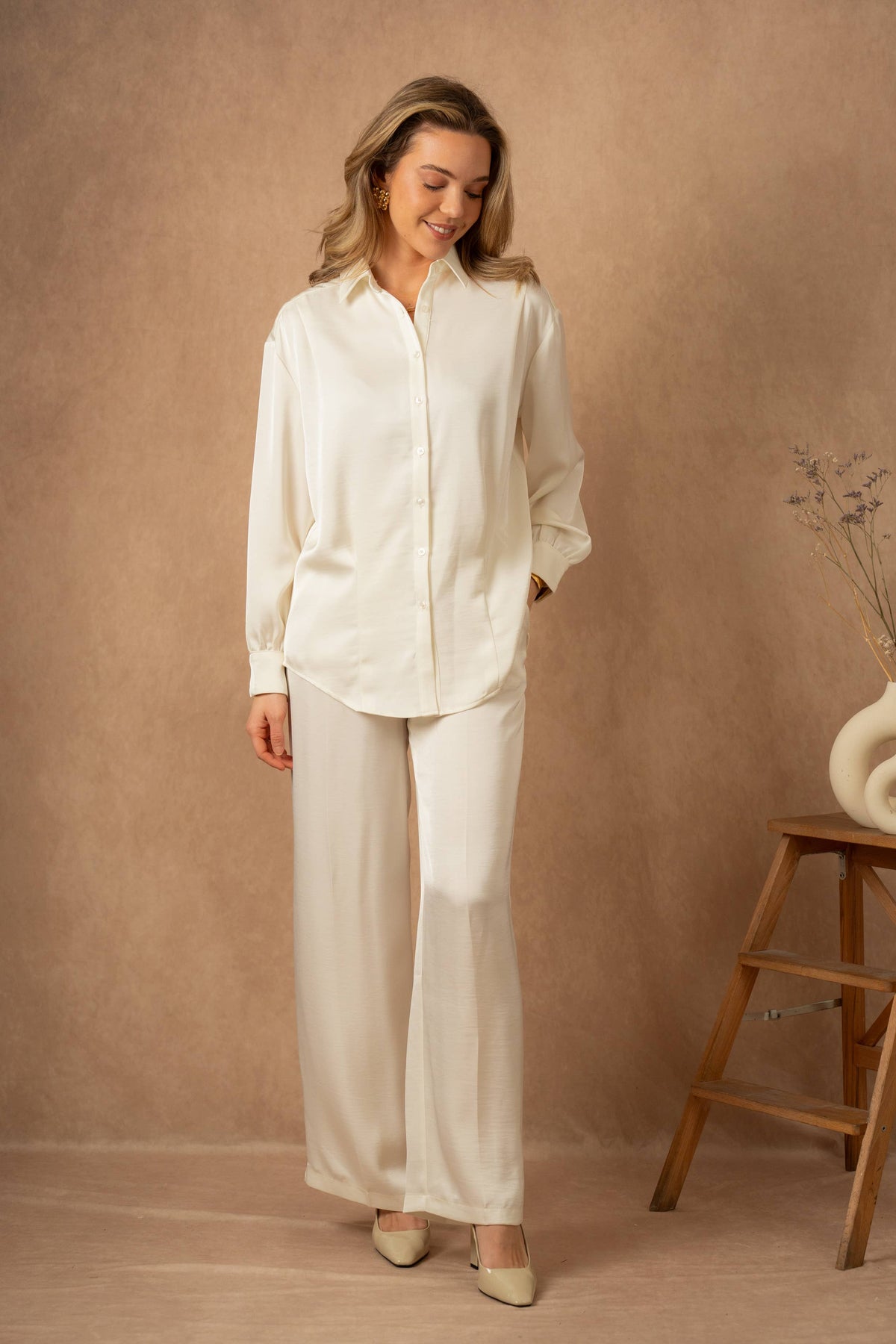 LULUMARY LONG SATIN SHIRT Paita