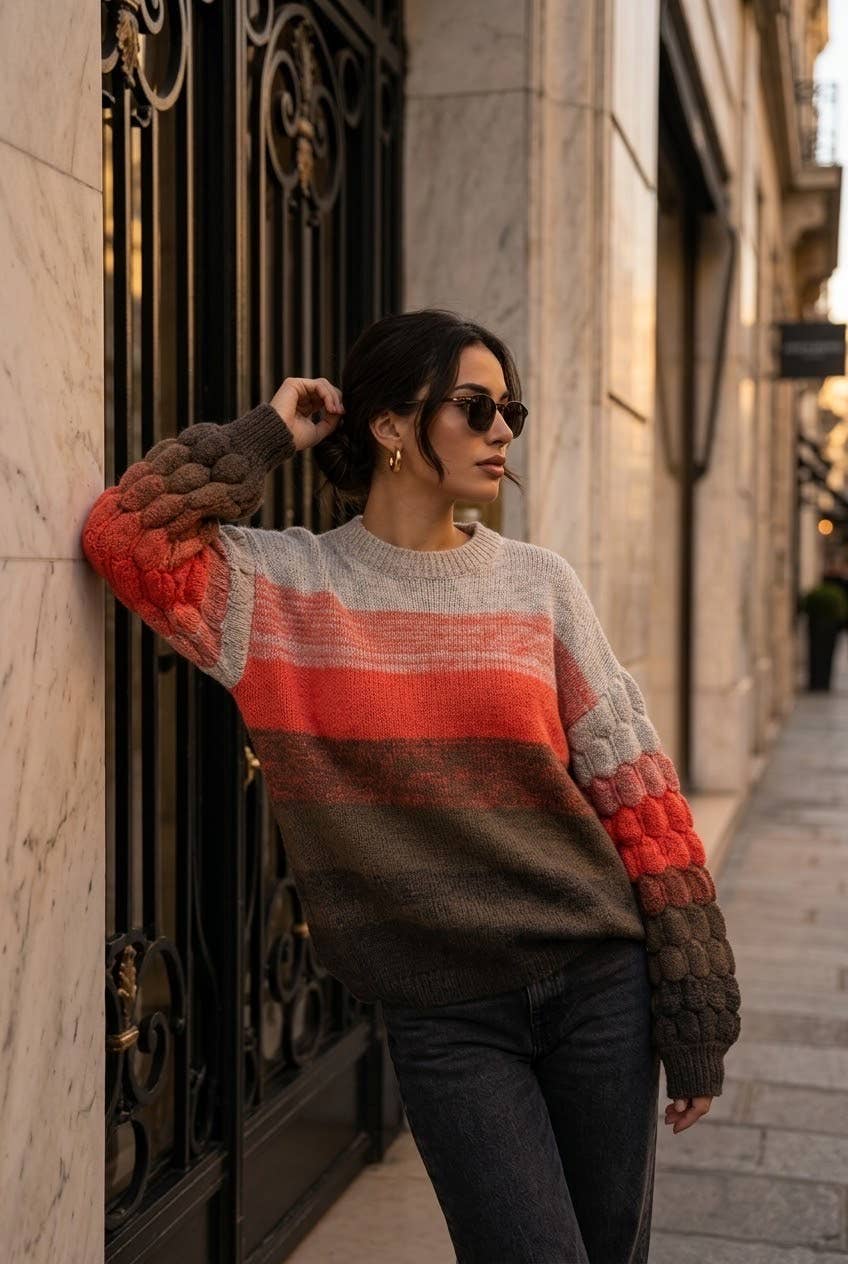SOKY & SOKA NOVELTY KNIT SWEATER Neule