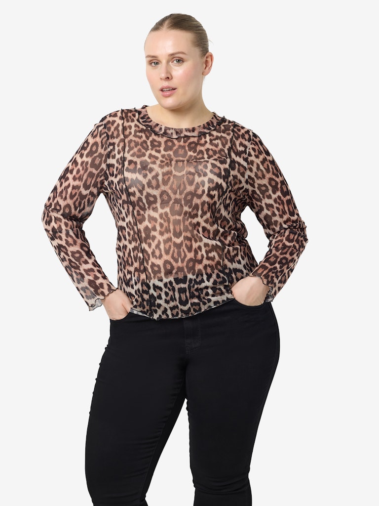 NMELIF L/S O-NECK TOP VIP CURVE Mesh-paita