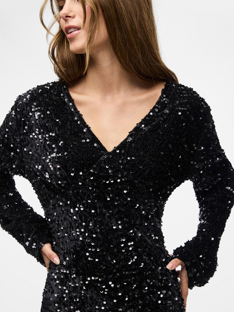 PCKAM LS V-NECK NEW DRESS Paljettimekko