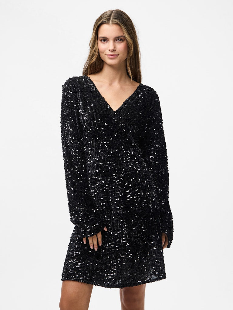 PCKAM LS V-NECK NEW DRESS Paljettimekko