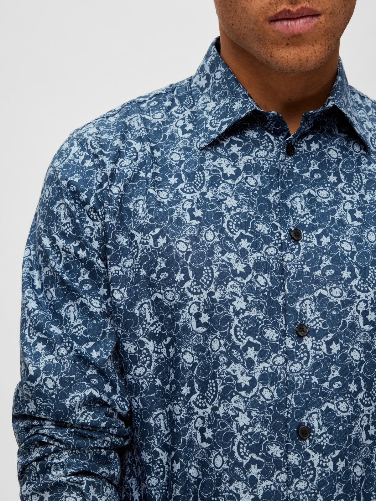 SLHSLIM-ETHAN-AOP SHIRT LS Kauluspaita
