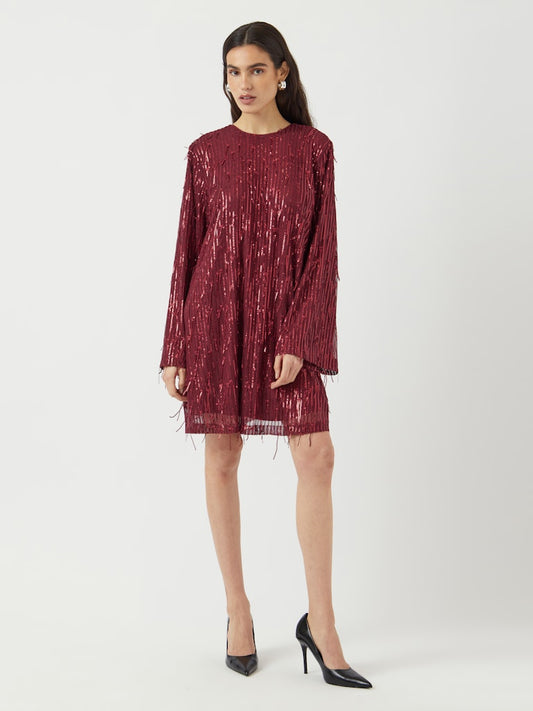 YASLANTRA LS SEQUIN FRINGE DRESS Mekko