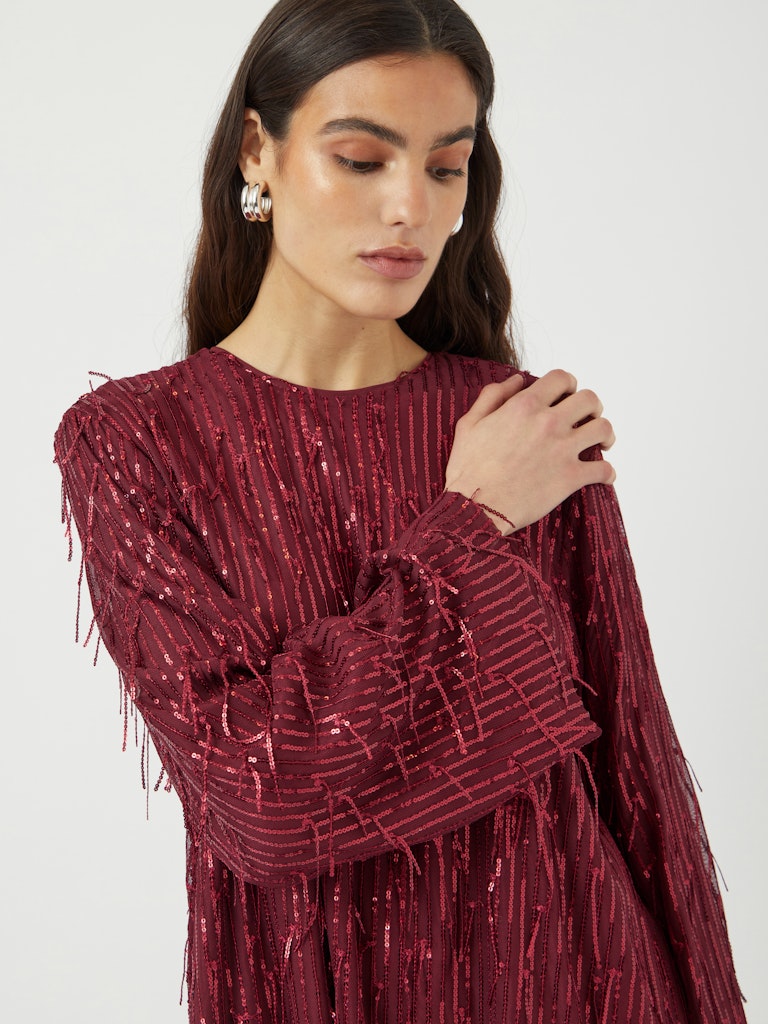 YASLANTRA LS SEQUIN FRINGE DRESS Mekko