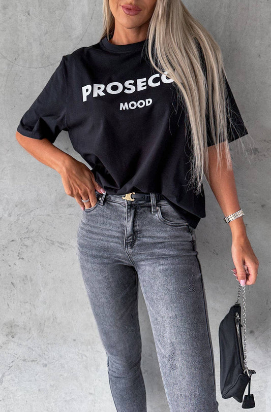 CATWALK WHOLESALE 'PROSECCO MOOD' GRAPHIC PRINTED T-SHIRT T-Paita