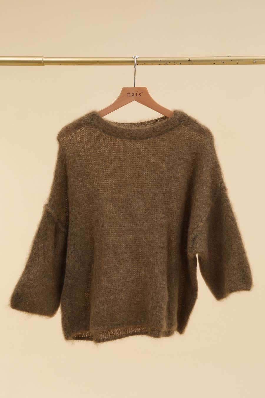 SHORT SLEEVE ROUND NECK SWEATER IN 80% KID MOHAIR: Lilas / One size
