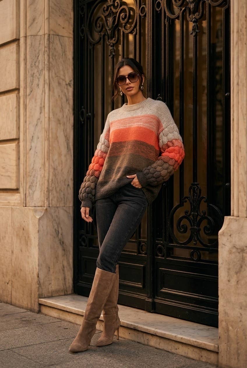 SOKY & SOKA NOVELTY KNIT SWEATER Neule