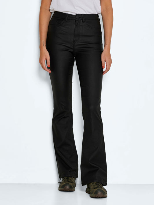 NMSALLIE HW FLARE COATED PANTS NOOS Housut
