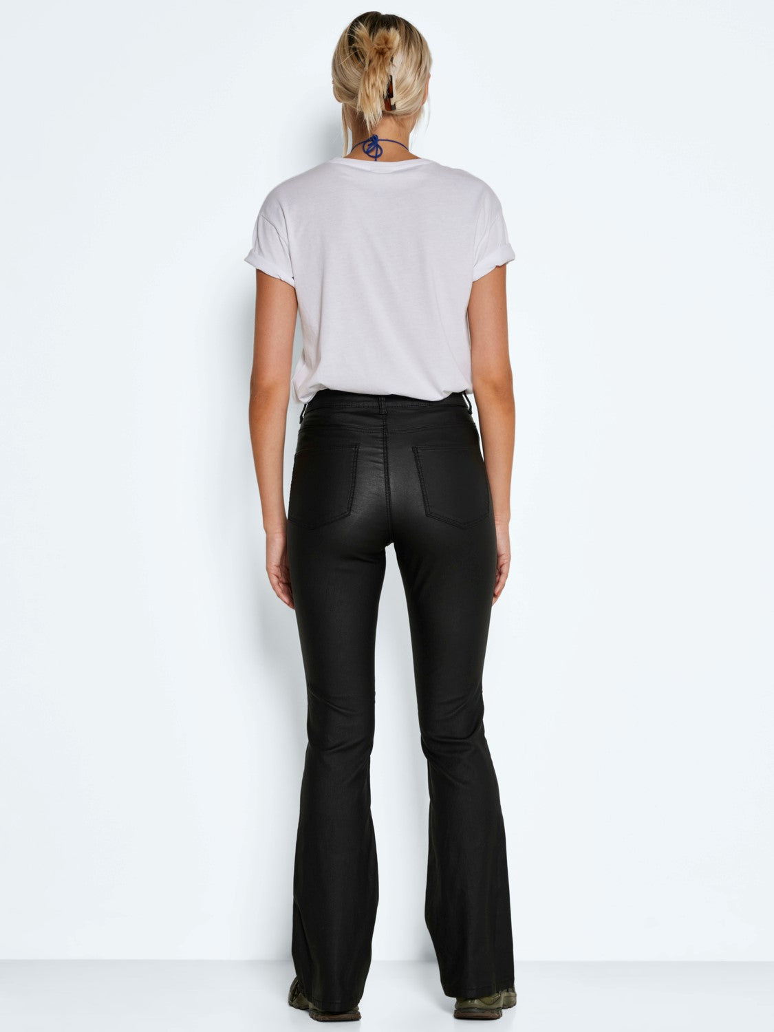 NMSALLIE HW FLARE COATED PANTS NOOS Housut